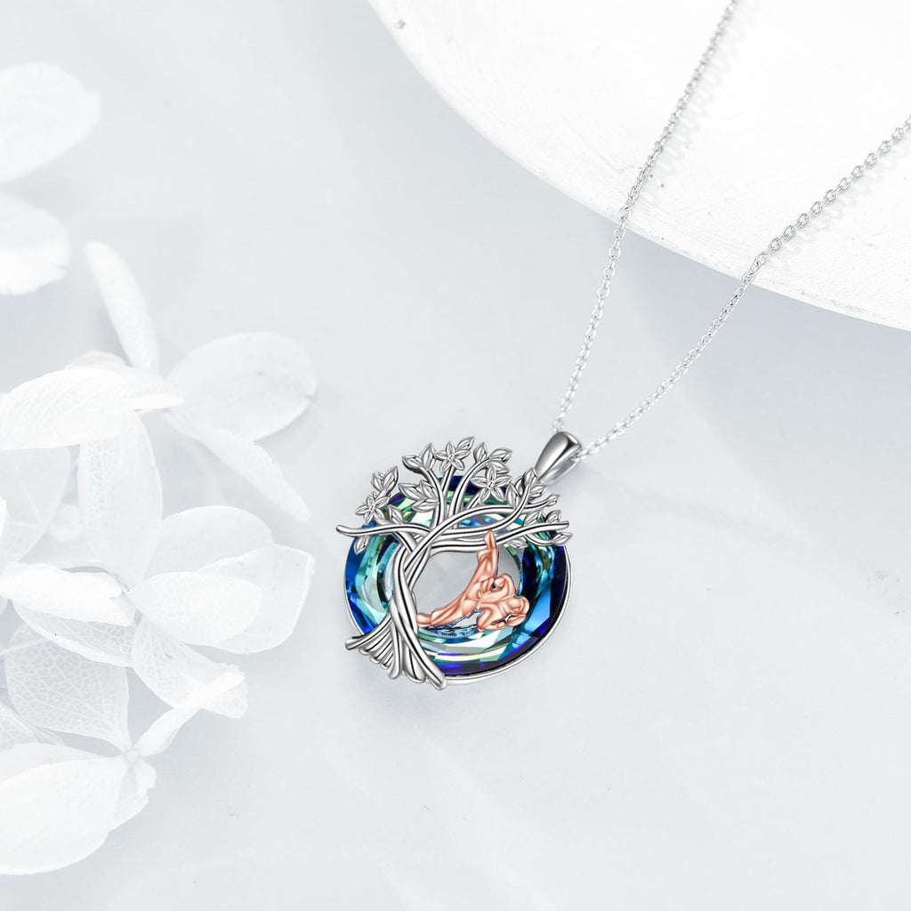 YFN Tree of Life Necklace Sterling Silver Crystal Jewelry Graduation Birthday Gifts for Women