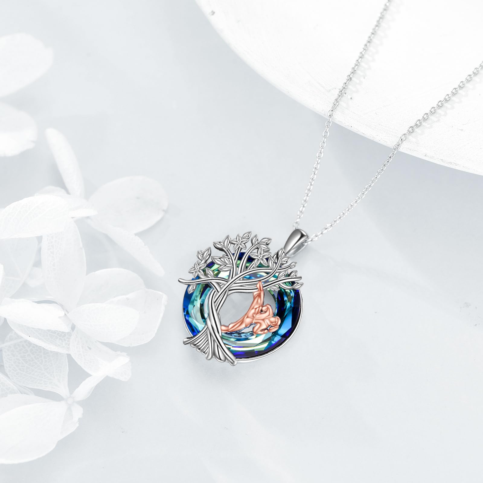 YFN Tree of Life Necklace Sterling Silver Crystal Jewelry Graduation Birthday Gifts for Women