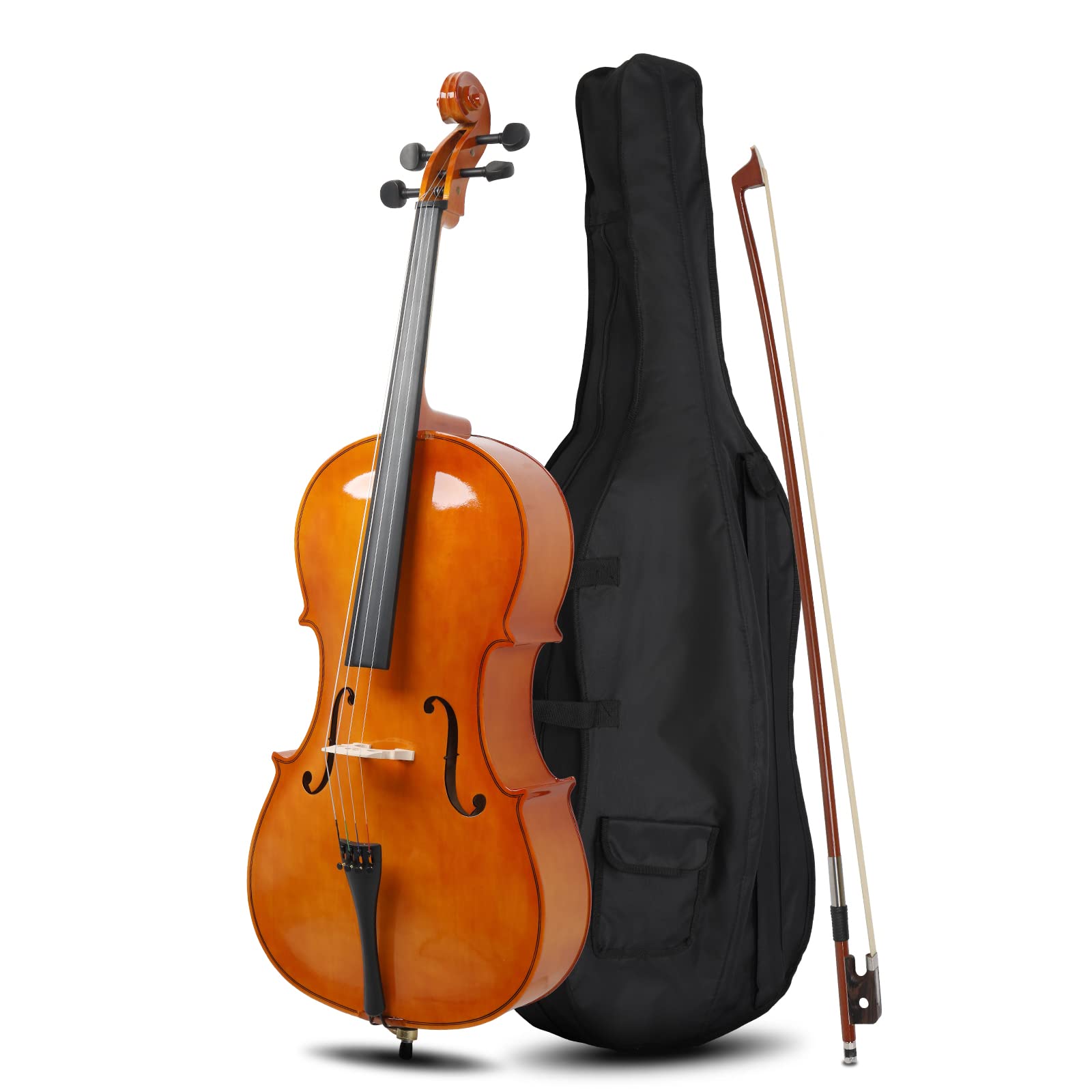 Ktaxon Full-Size Cello, Beginner Cello 4/4, Acoustic Cello Set with Portable Bag, Bow, Rosin, Bridge, Adults & Kids String Musical Instruments(White)