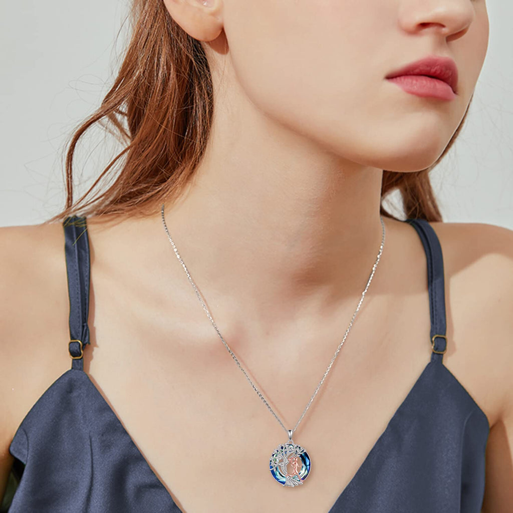 YFN Tree of Life Necklace Sterling Silver Crystal Jewelry Graduation Birthday Gifts for Women