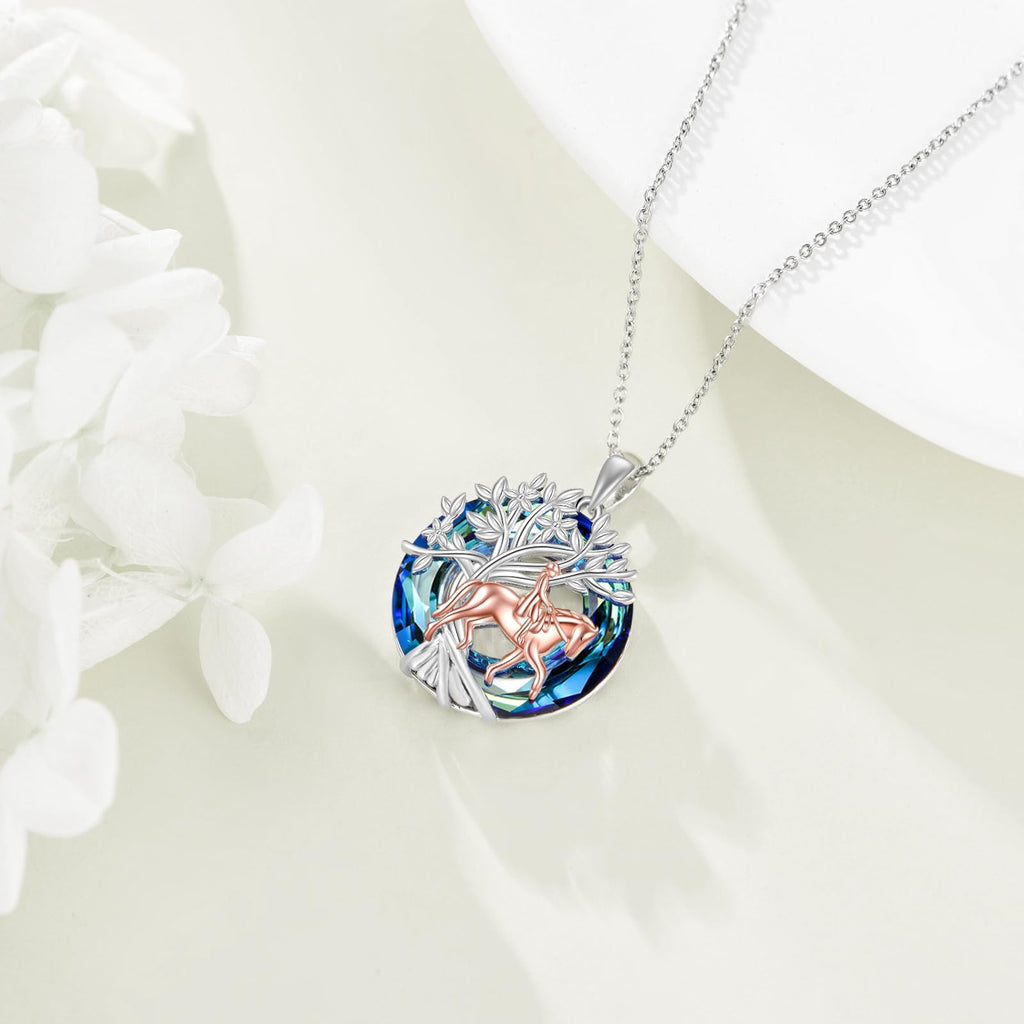 YFN Tree of Life Necklace Sterling Silver Crystal Jewelry Graduation Birthday Gifts for Women