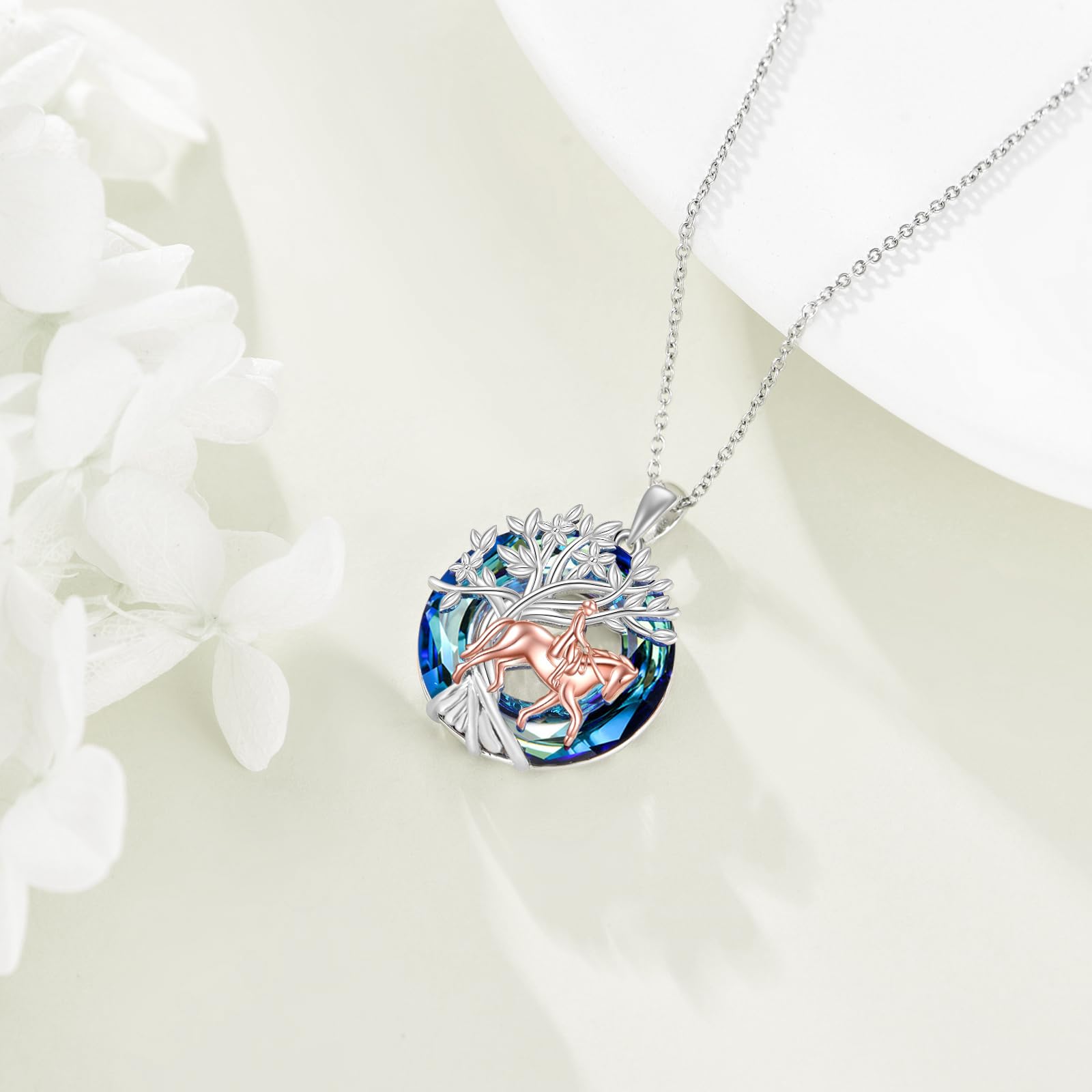 YFN Tree of Life Necklace Sterling Silver Crystal Jewelry Graduation Birthday Gifts for Women