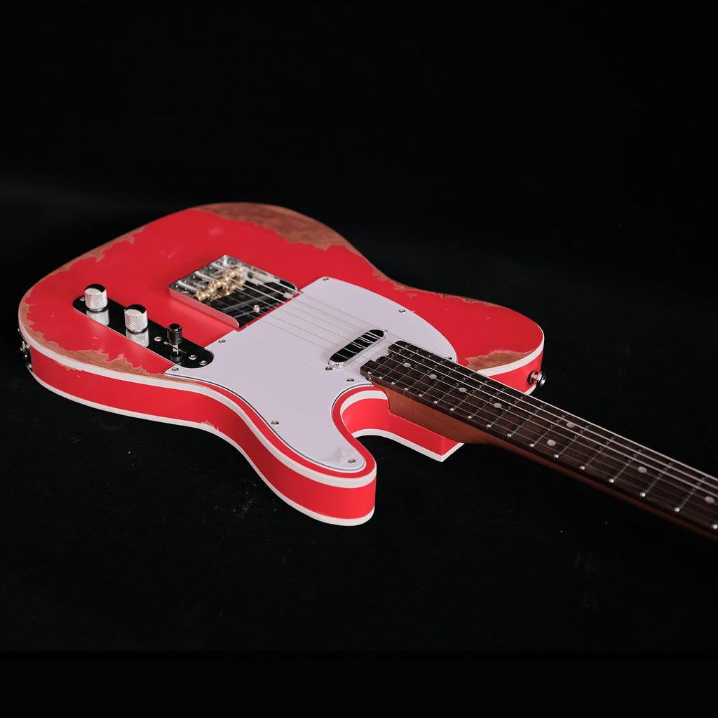 KGD Relic electric guitar mahogany body carbonized maple neck rosewood fretboard 6-string solidbody electric guitar S-S pickupsbrass barrel saddle bridge (Grass Green)
