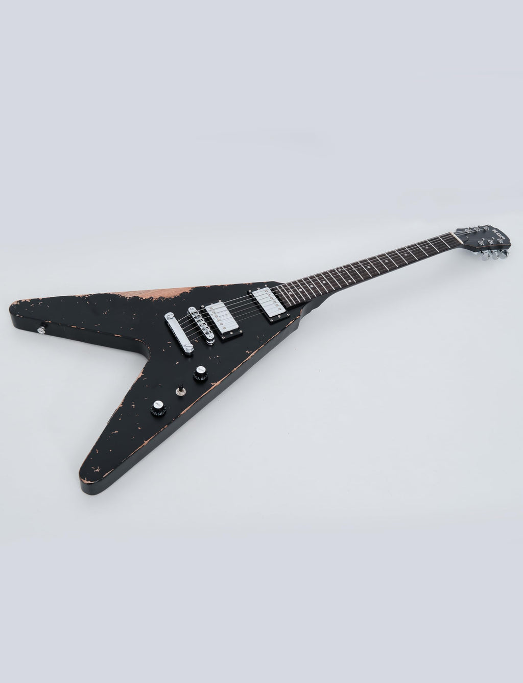 KGD Relic V Electric Guitar,Mahogany Body and Neck,Rosewood Fingerboard,Bone Nut,6-String Relic Heavy Metal Guitar,Professional/Electric Guitars for Adults