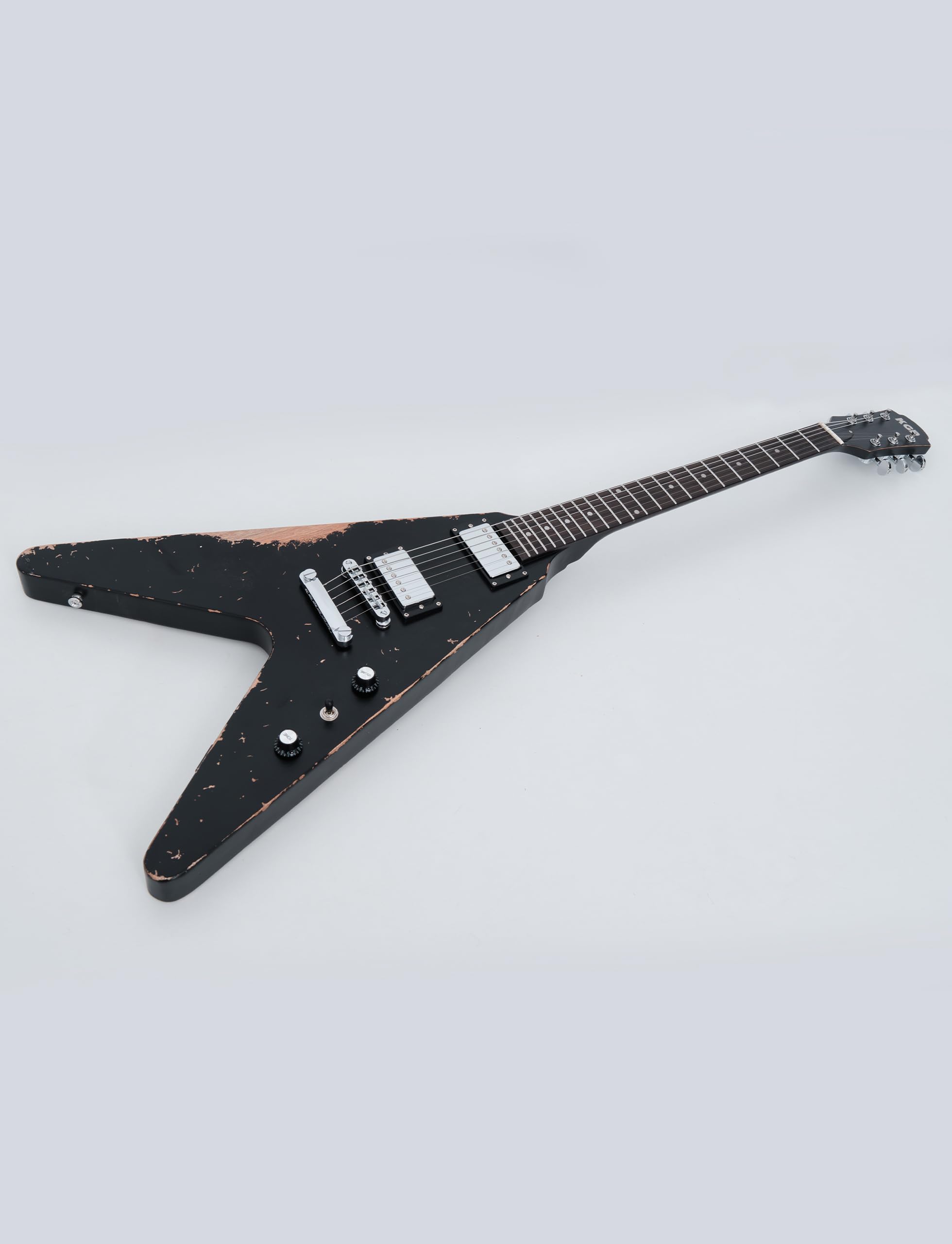 KGD Relic V Electric Guitar,Mahogany Body and Neck,Rosewood Fingerboard,Bone Nut,6-String Relic Heavy Metal Guitar,Professional/Electric Guitars for Adults
