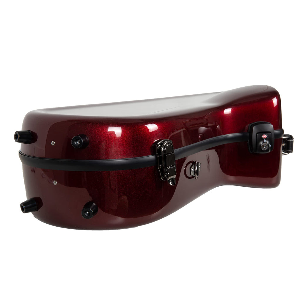 Crossrock Pro-Grade Straight Soprano Saxophone Case | Crimson Red Gloss, TSA Lock, Elite Protection, Detachable Backpack Straps, Accessory Pocket for Professional Musicians