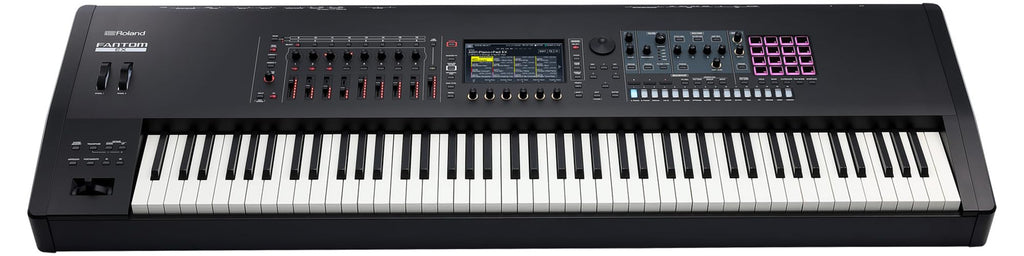 Roland Fantom 8 EX 88-Key Workstation Keyboard Synthesizer Bundle with Adjustable Stand, Sustain Pedal, Online Piano Lessons, Instructional DVD, and Austin Bazaar Polishing Cloth
