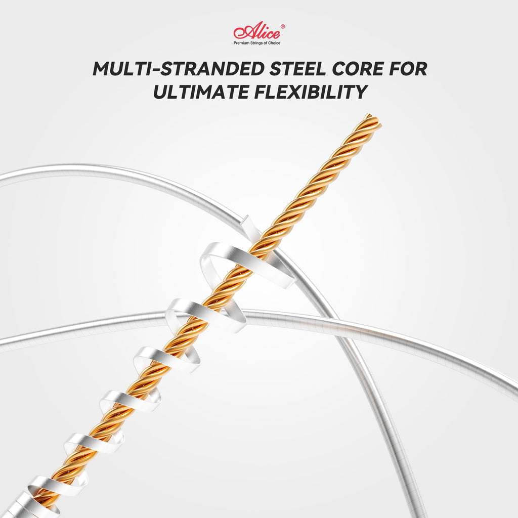 Violin Strings, Alice 4/4 Violin Strings Full Set Nylon Core Al-Mg & Ni-Fe Winding with Ball End, 1 Set