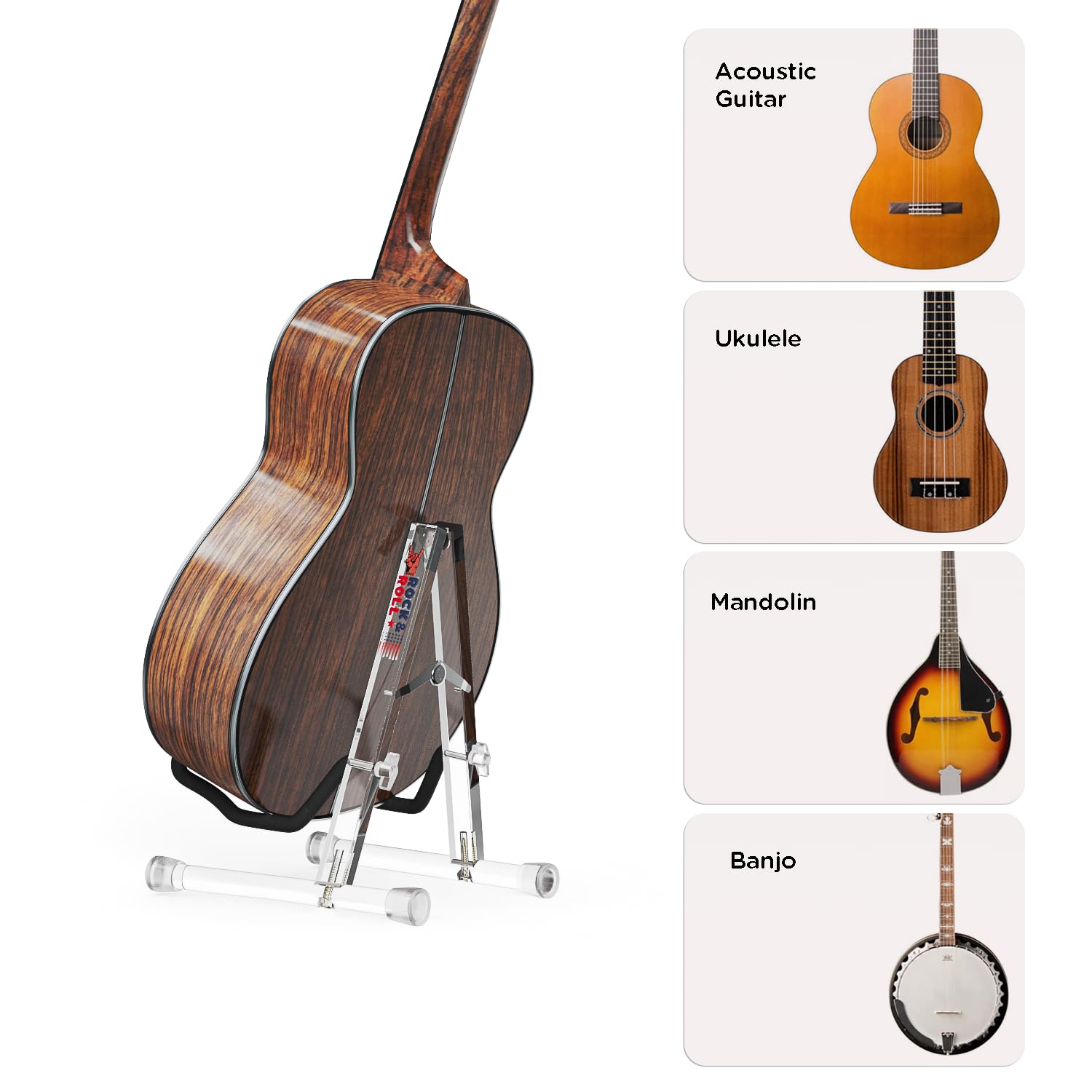 DIDA Guitar Stand, Acrylic Transparent Guitar Stand for Acoustic Guitar, Electric Guitar, Cello, Guitar Holder, Single Guitar Stand, Guitar Accessories (Merry Christmas, Electric Guitar/Cello/Bass)