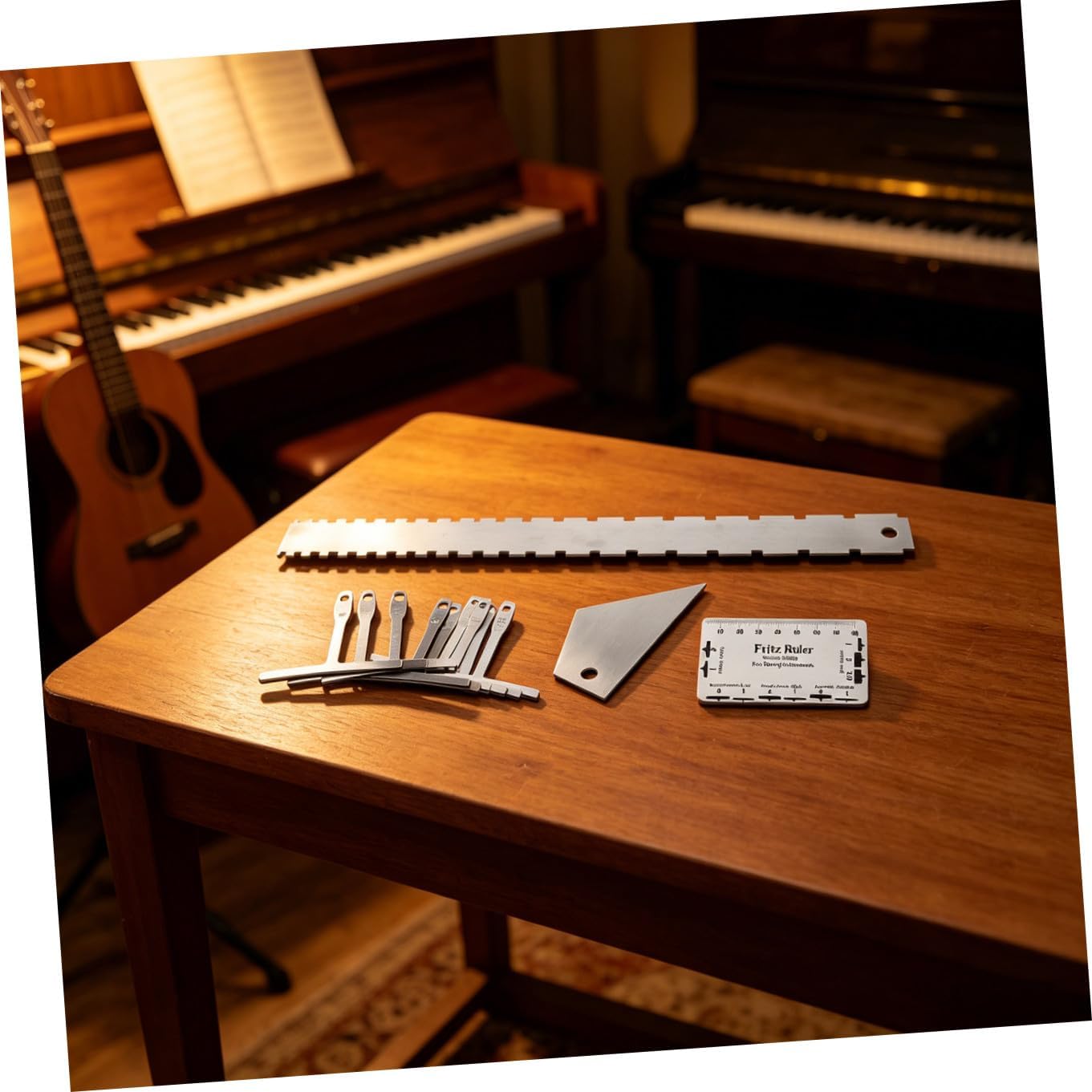 SECFOU Guitar String Action Gauge Ruler Stainless Steel Measuring Tool for Electric and Acoustic Guitar Setup with String Distance Measurement for Luthier Repair
