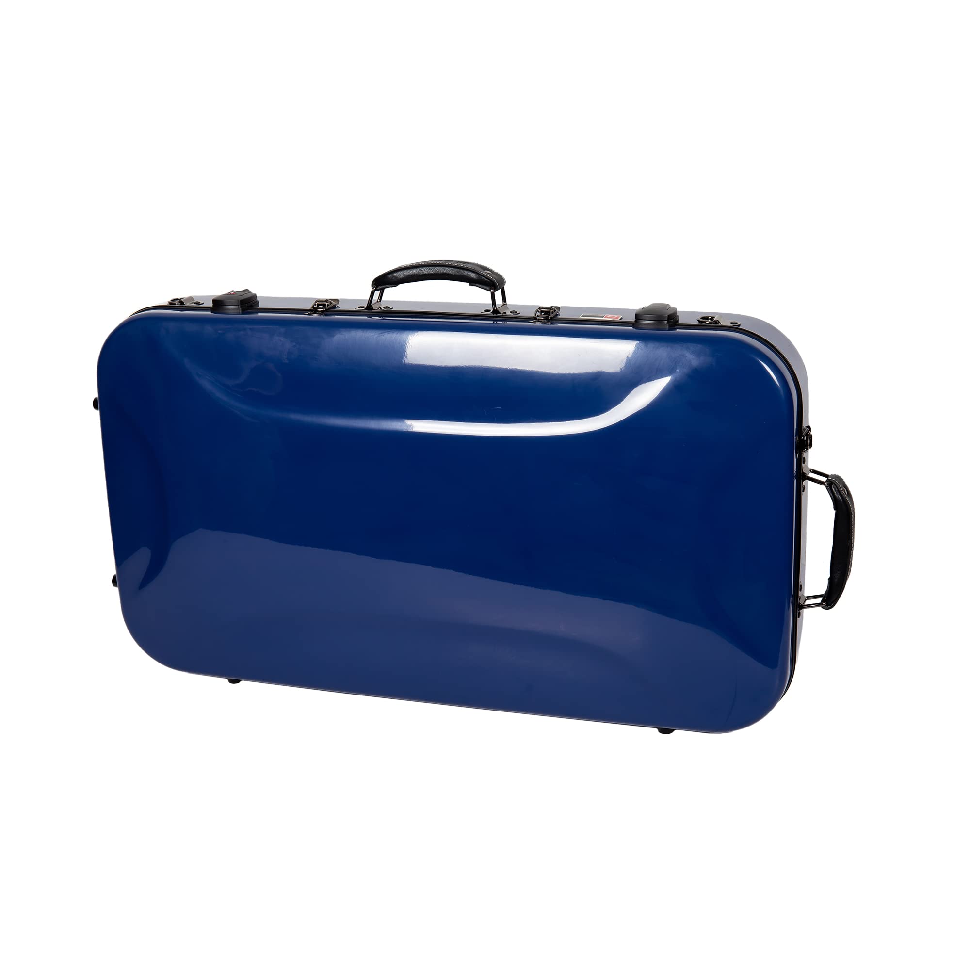 Crossrock Fiberglass Double Case for Mandolin & 4/4 Violin – Fits A & F-Style | Black Gloss Finish, TSA Lock, Backpack Straps, Accessory Storage – Pro Tour Series