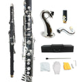 Professional Bass Clarinet Low E Bb flat Synthetic wood Body Nickel Plated Keys with Case Rich Sound Musical Instrument Student Clarinet (Low E)
