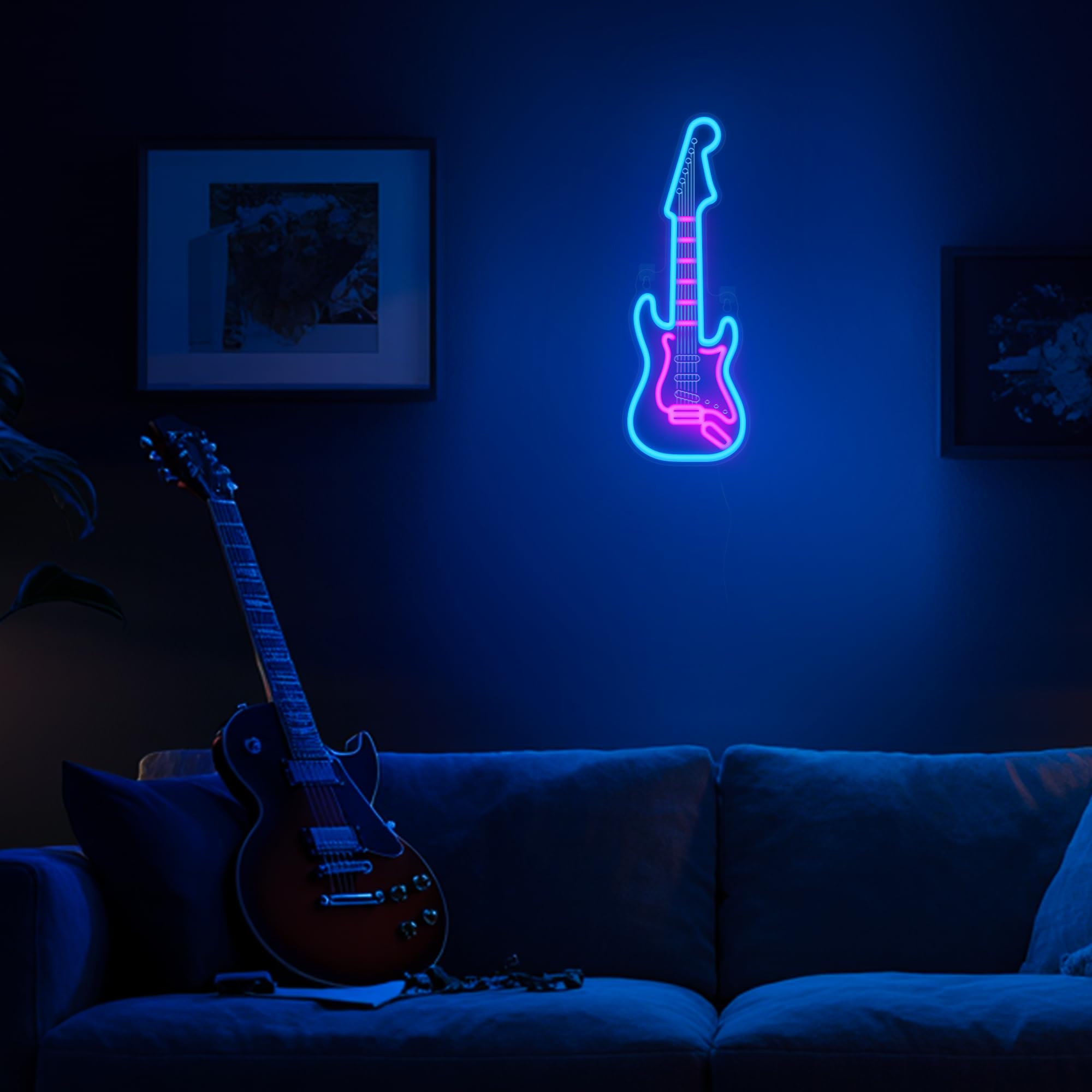 CoolGift Mart Acoustic Guitar Neon Light, Dimmable LED Guitar Neon Wall Sign USB Powered, Decorations for Bedroom Living Room Man Cave Music Studio, Gift for Guitar Players Guitarists Music Lovers
