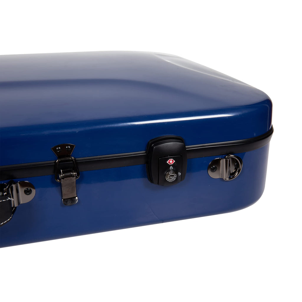 Crossrock Fiberglass Double Case for Mandolin & 4/4 Violin – Fits A & F-Style | Black Gloss Finish, TSA Lock, Backpack Straps, Accessory Storage – Pro Tour Series