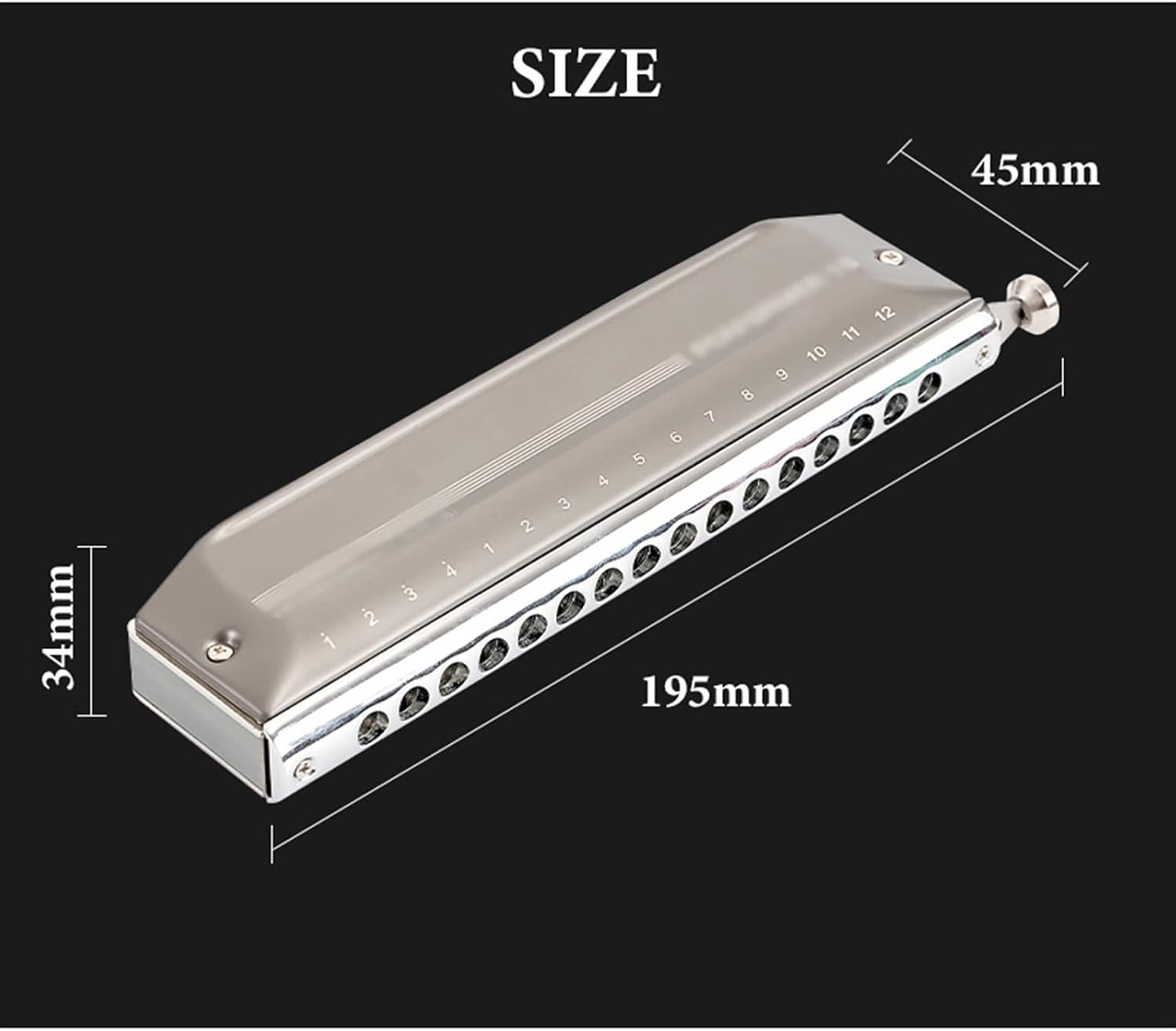 Chromatic Harmonica 16 Hole 64 Tone Key of C Aluminum Comb Chromatic Mouth Organ Harmonica Harmonica Musical Instrument
