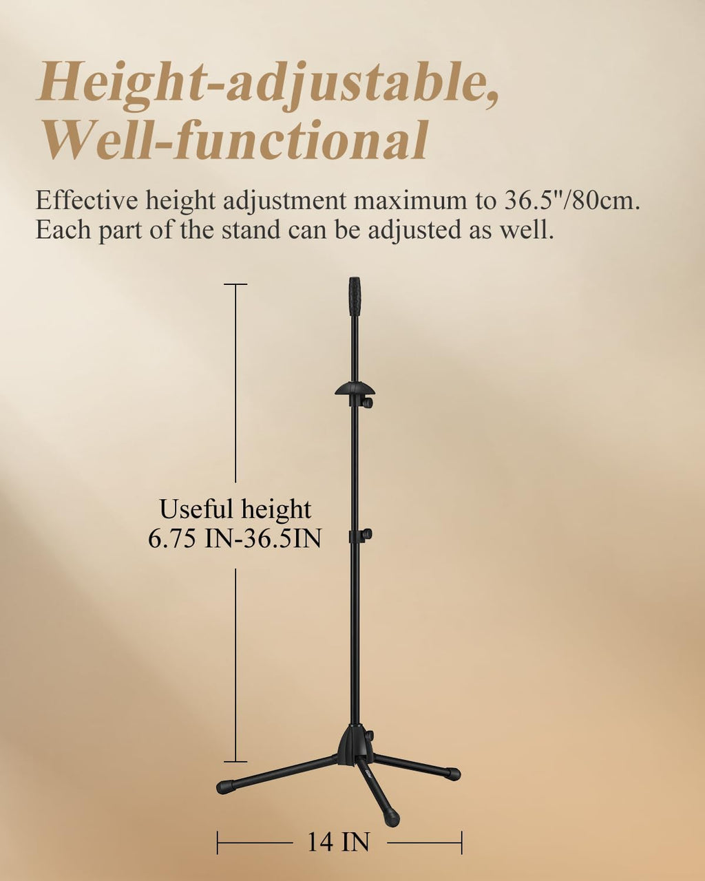 Eastar Tenor/Bass Trombone Stand Holder Heavy-duty, Portable Adjustable Stand Bracket Set with Carrying Bag, Black, EST-002