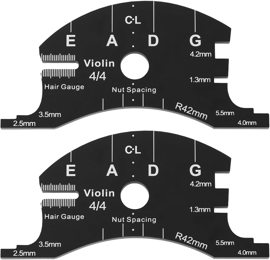 2 Pack Violin Bridge Template 4/4 Setup Gauge String Height and Spacing Ruler for Violin Making and Repair