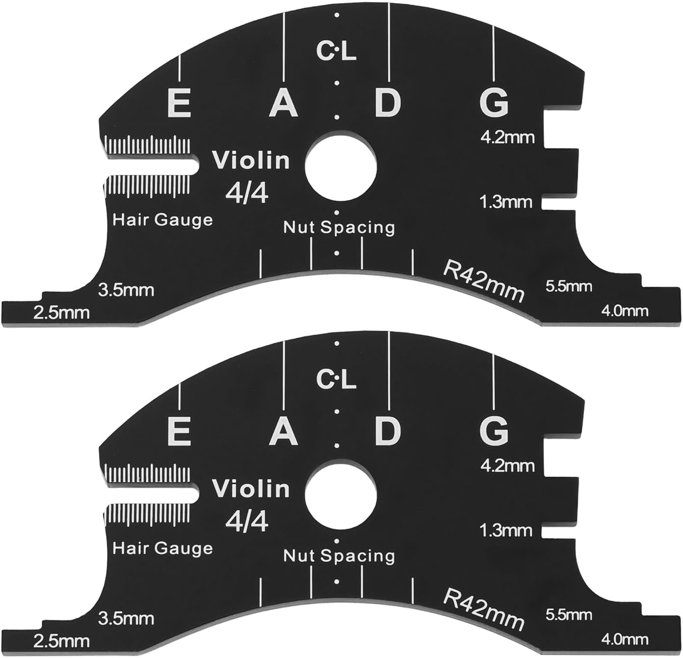 2 Pack Violin Bridge Template 4/4 Setup Gauge String Height and Spacing Ruler for Violin Making and Repair