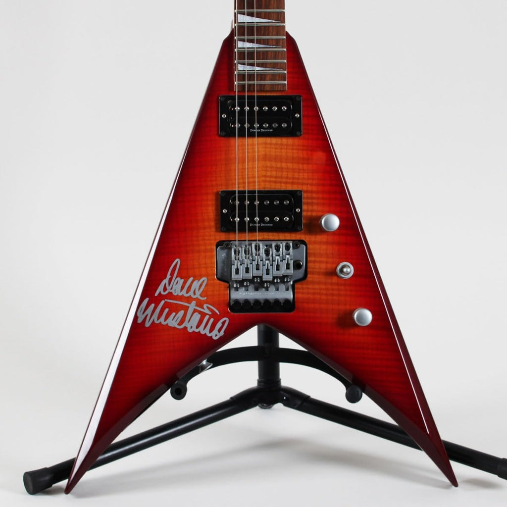 Dave Mustaine Stage-Used Guitar Signed Megadeth Jackson V Sunburst - COA JSA Graded 10 & 100% Authentic Team