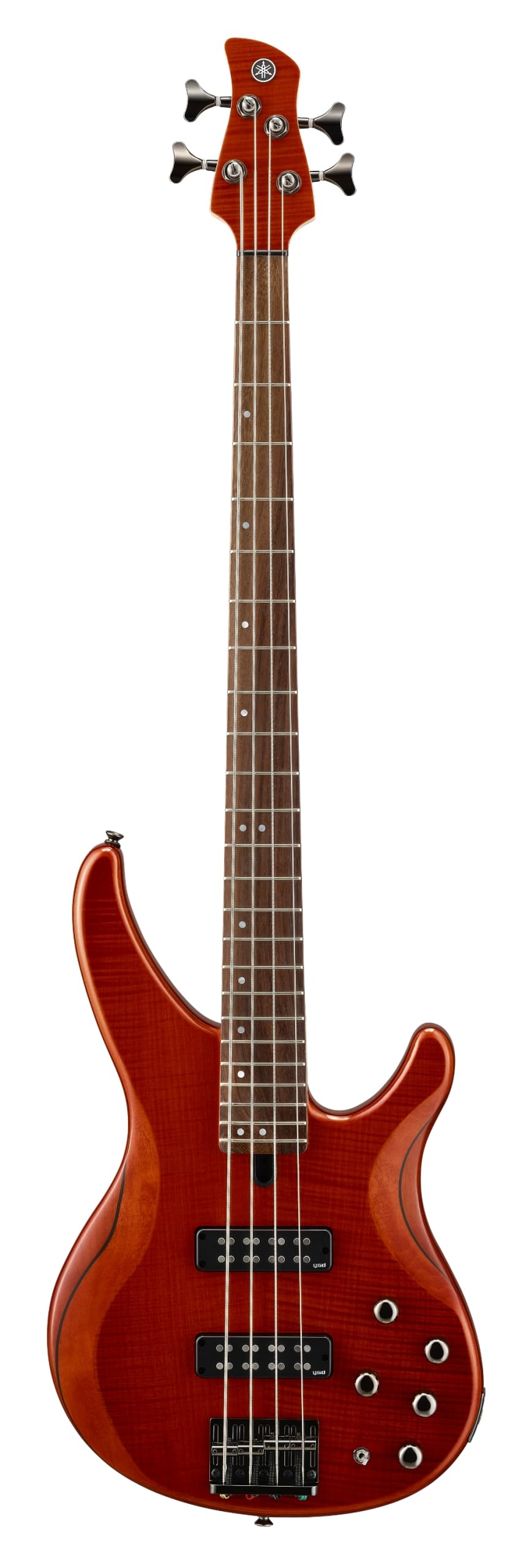 Yamaha TRBX604 4-String Flamed Maple Bass Guitar, Indigo Blue