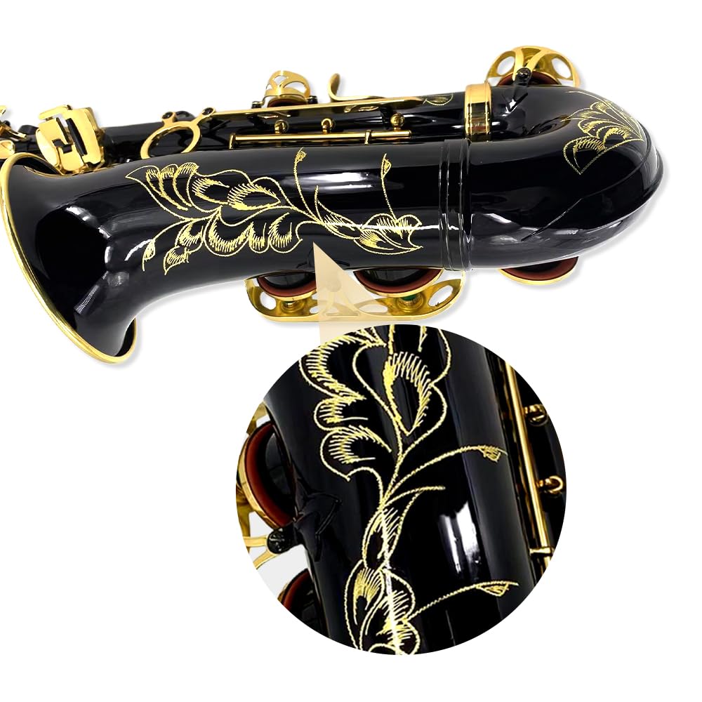 Student Eb Alto Saxophone E Flat for Beginners Sax Full Kit with Pads Cushions,Hard Carrying Case,Neck Strap,Reeds,Cleaning Cloth & Rod,Mouthpiece,Gloves