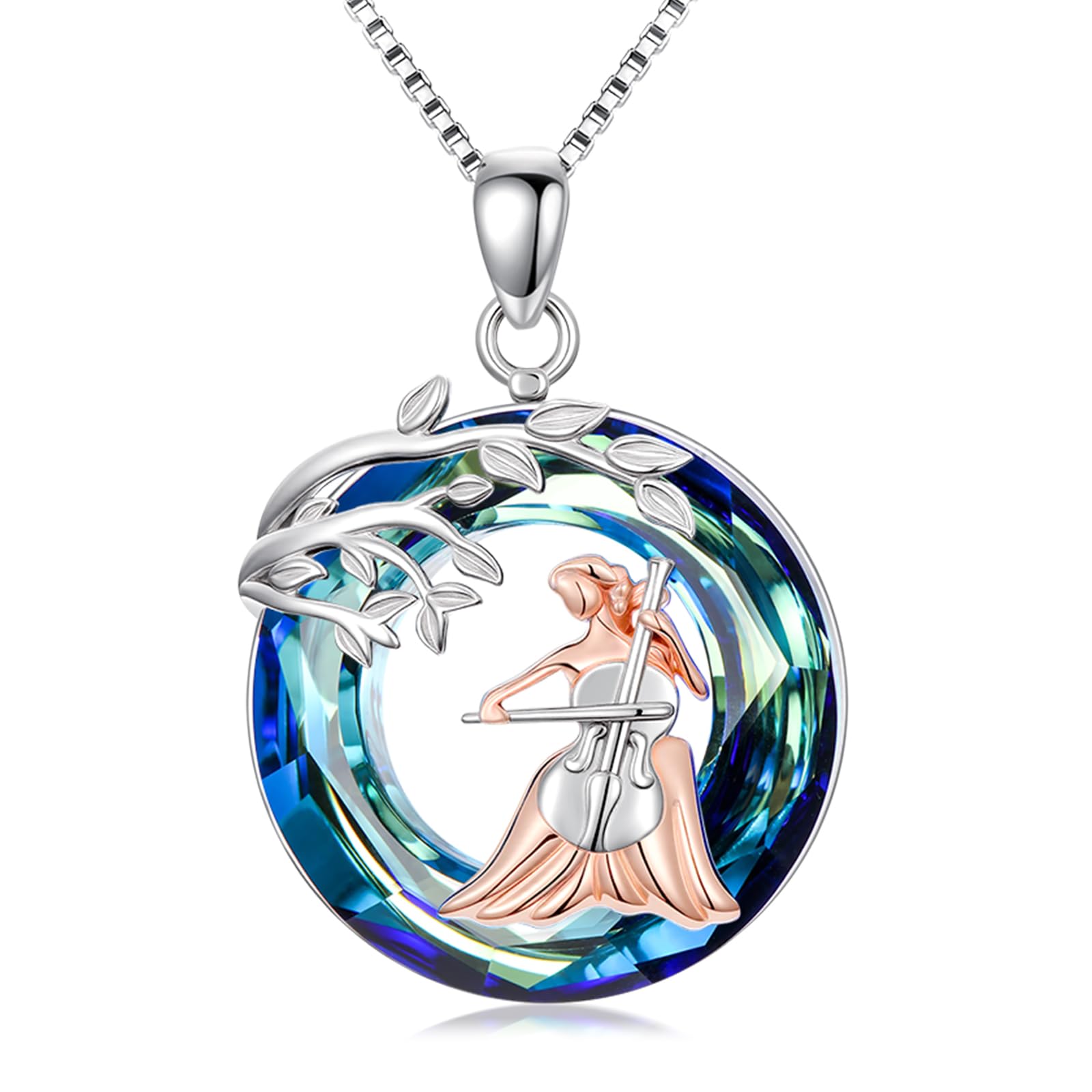 Sport/Music Necklace for Women 925 Sterling Silver Crystal Pendant Tree of Life Jewelry Gifts for Sport Players