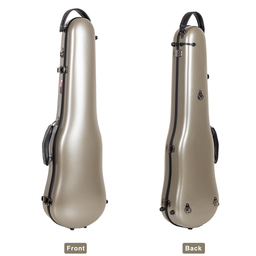 Crossrock Poly Carbon Cello Case for 4/4 Full Size | Red Matte Finish, Black Velvet Interior, Wheels, Music Pouch – Lightweight Protection Series