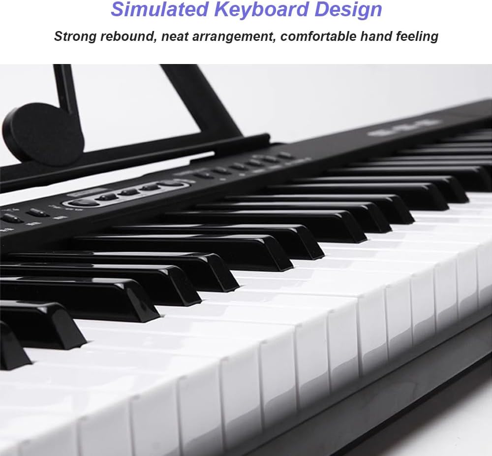 Electronic Organ Suitable for Beginners, 61-Keyboard Piano, 22MM Standard Piano Keyboard, Portable Professional Musical Instrument for Adults