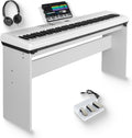 STRICH 88 Keys Weighted Keyboard with Sustain Pedal, Hammer-Action Digital Piano, 2x15W Built-In Speakers, Full-size Electric Piano Keyboard Supports USB-MIDI/Wireless Connect, White, SDP-120