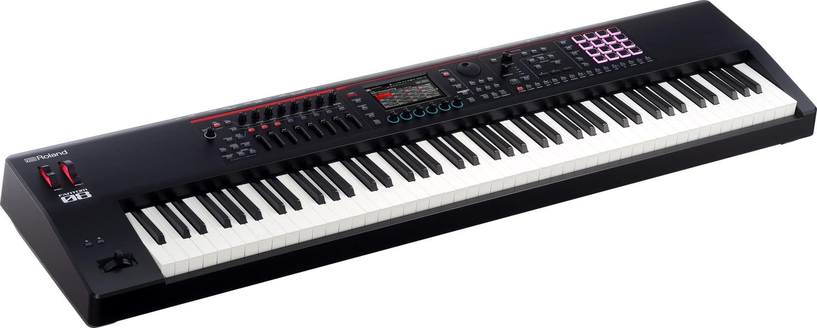Roland Fantom 8 EX 88-Key Workstation Keyboard Synthesizer Bundle with Adjustable Stand, Sustain Pedal, Online Piano Lessons, Instructional DVD, and Austin Bazaar Polishing Cloth