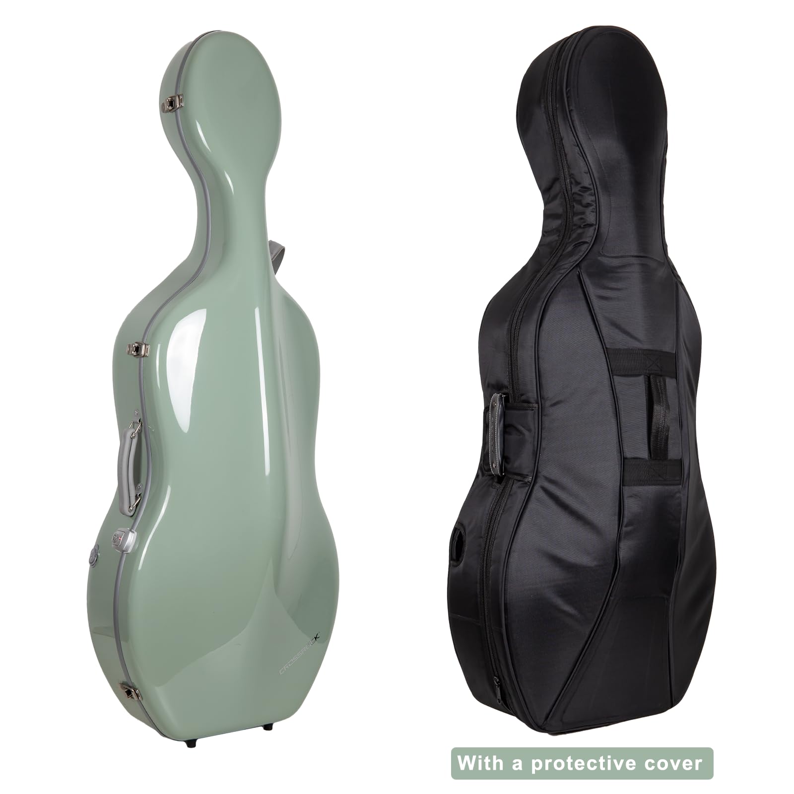 Crossrock Professional 4/4 Carbon Fiber Cello Case | 6lb Ultra-Light TSA Hardshell | Adjustable Magic Pads & Anti-Scratch Cover | Gloss Crimson Finish