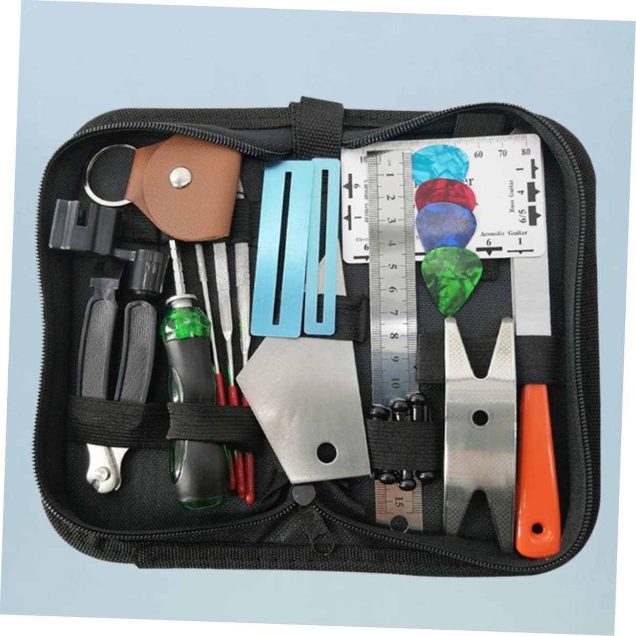 Guitar Maintenance Kit 24pc Guitar Tool Set String Action Ruler Nut Files Fret Files Fret Bevel File Guitar Ruler Guard
