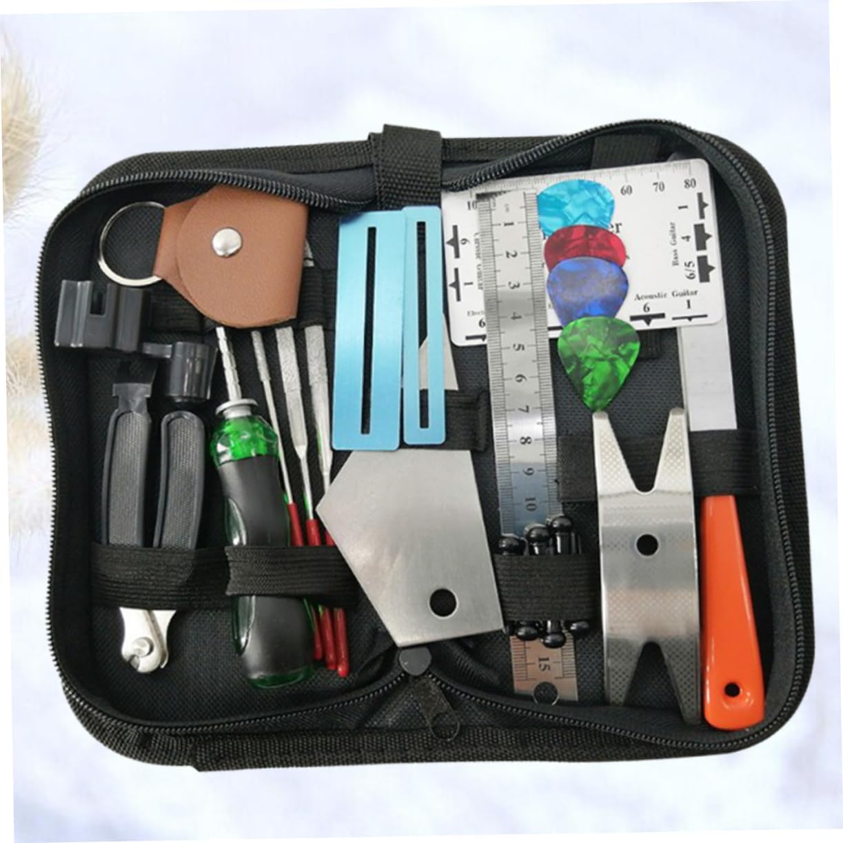 Guitar Maintenance Kit 24pcs Tool Set Guitar Repair Tools String Gauge Action Ruler Guard Fret Files