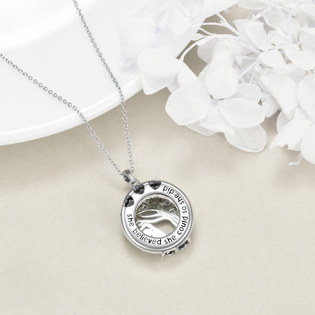 YFN Tree of Life Necklace Sterling Silver Crystal Jewelry Graduation Birthday Gifts for Women