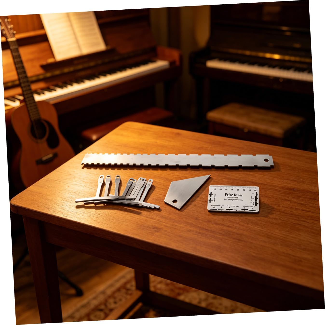 PRETYZOOM Guitar String Action Gauge Ruler Radius Gauge Set Multifunctional Luthier Tool for Electric Guitar String Height and Fret Gap Measurement for Bass