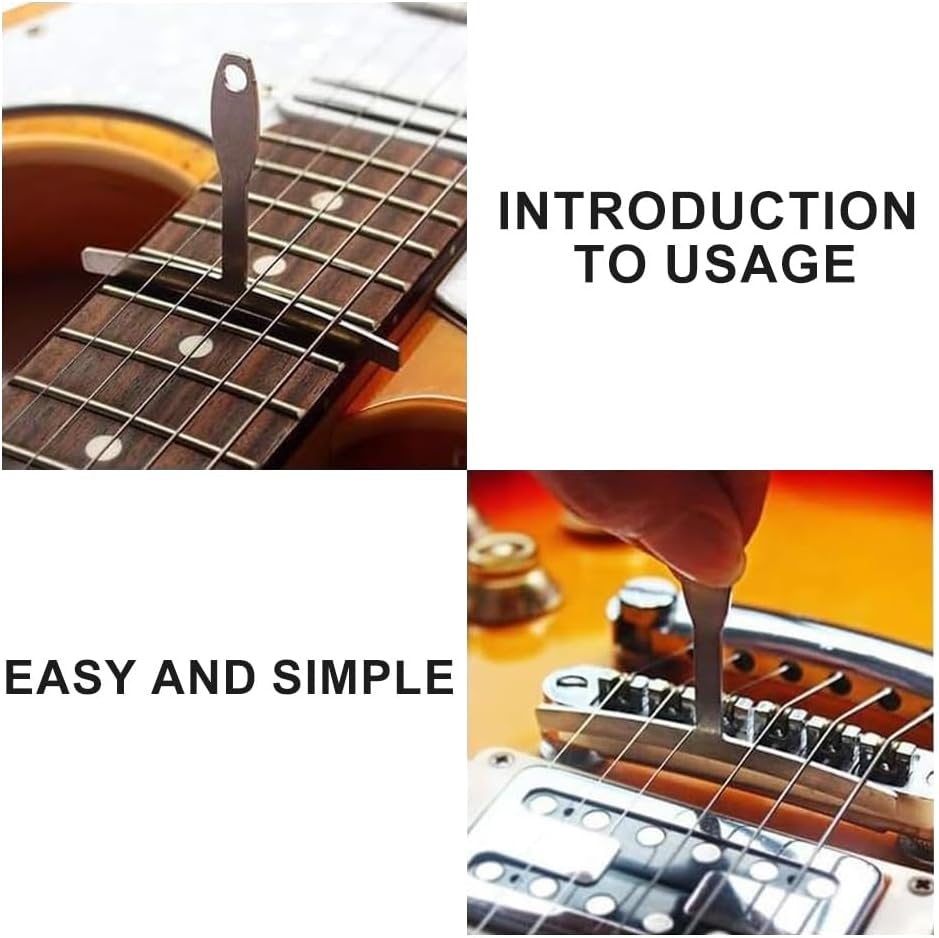 10PCS Guitar String Action Gauge Set for Guitar and Bass Setup | Stainless steel ruler, 9 understring radius gauges, measures action and curvature, for luthier repair and maintenance