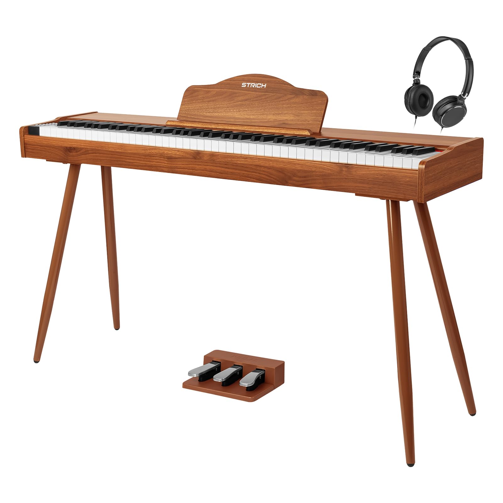 STRICH Digital Piano 88 Keys, Hammer-Action Weighted Keyboard, Full size Electric Piano Keyboard with Stand, 25Wx2 Speakers, Supports USB-MIDI/Wireless Connecting SDP-300S (Color Mahogany)