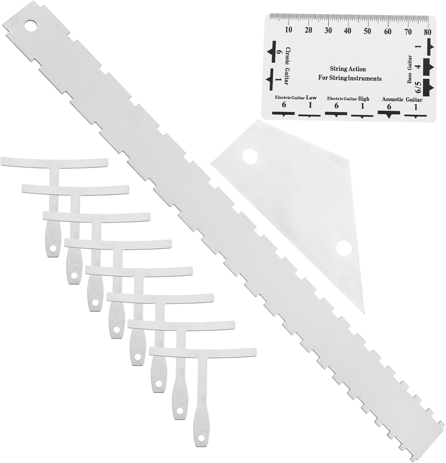 Yardwe 12-Piece Guitar Setup Tool Kit Includes String Action Ruler Notched Radius Gauge Fret Rocker for Electric and Acoustic Guitar Bass and Ukulele