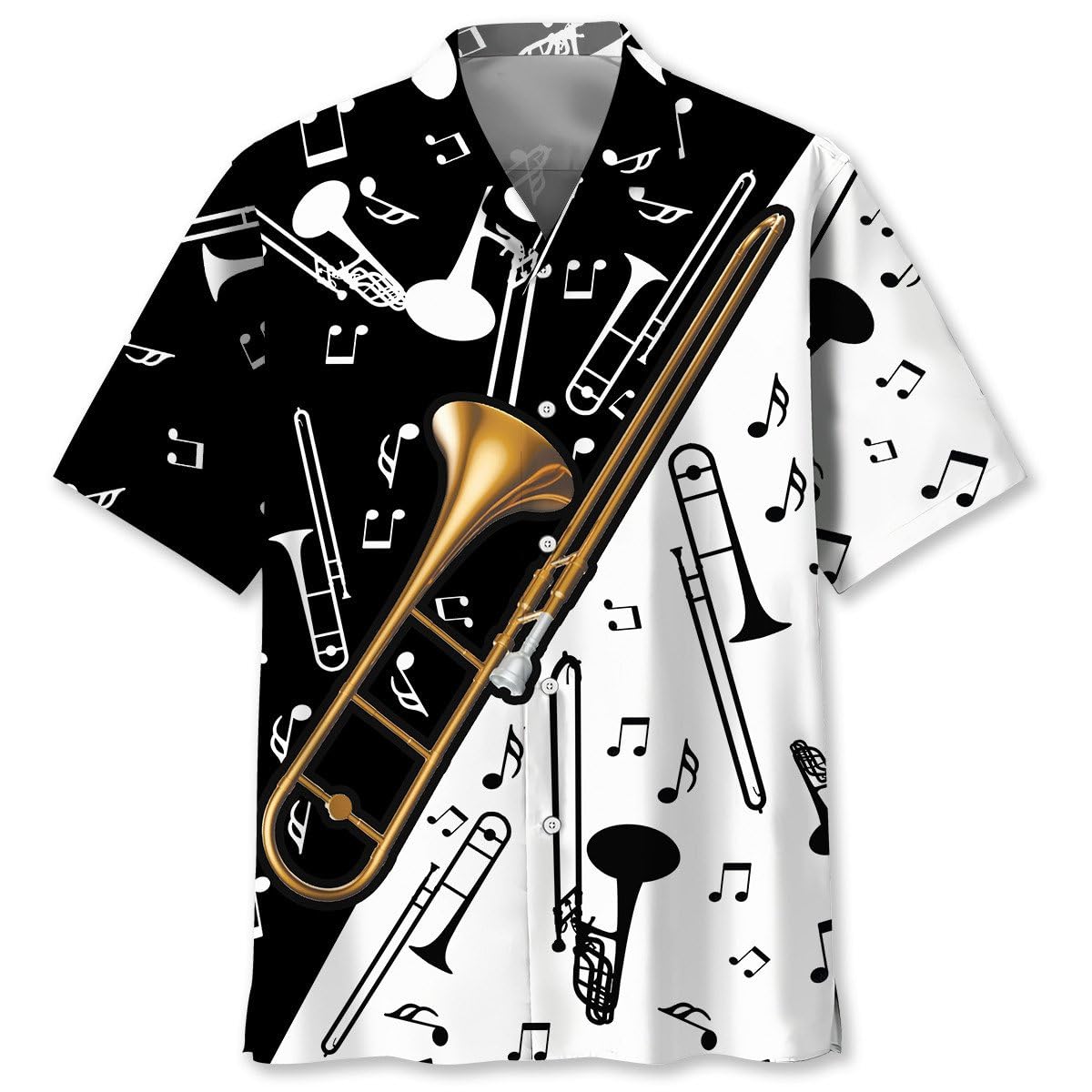 Trombone Hawaiian Shirt, Mens Trombone Short Sleeve Shirt, Music Band Gifts