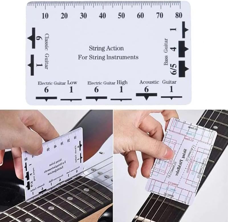 17Pcs Guitar Luthier Setup Tool Kit, String Action Ruler, Feeler Gauge(32 Blades), T-Shape Gauge for Guitar & Bass