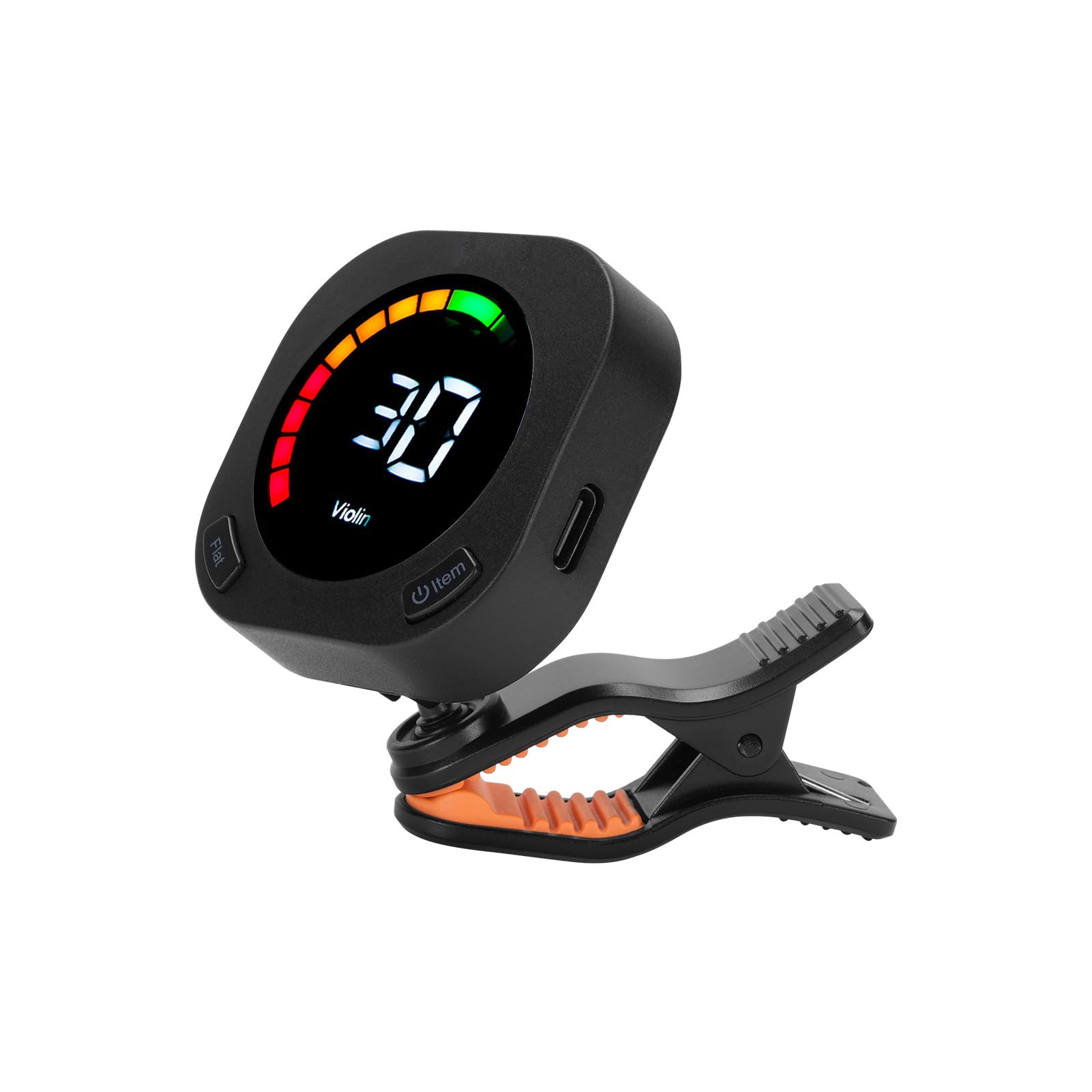 CHICIRIS Guitar Tuner Clip On, Chromatic Tuner with 360 Degree Rotatable Clip and Vibrant Color Screen, Rechargeable Battery, for Acoustic Electric Guitar Bass Violin Ukulele Viola Cello (White)