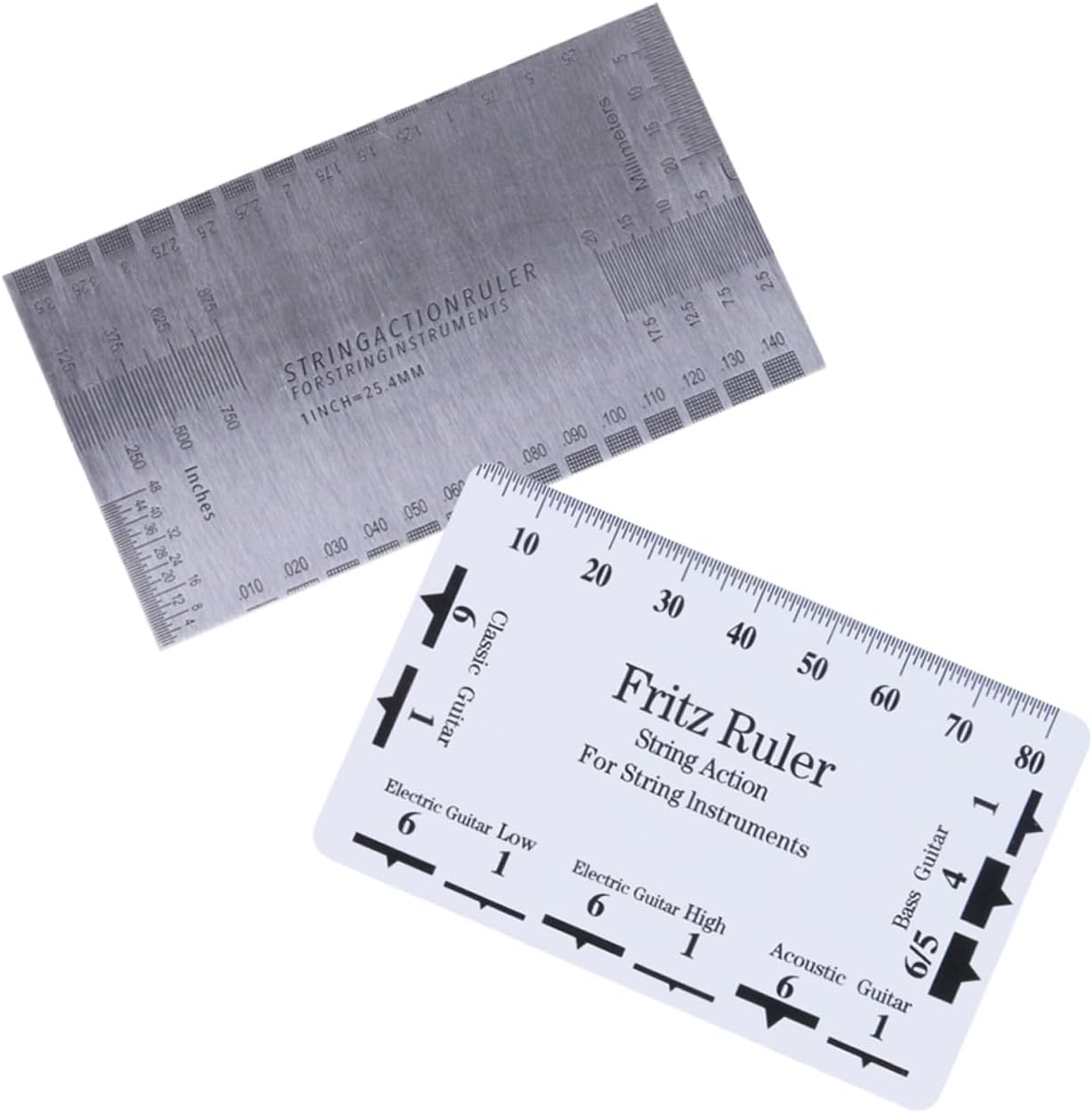 2Pcs String Action Gauge Ruler Measurement Tool for Electric Acoustic and Bass Guitars Includes and Rulers for Precise String Height