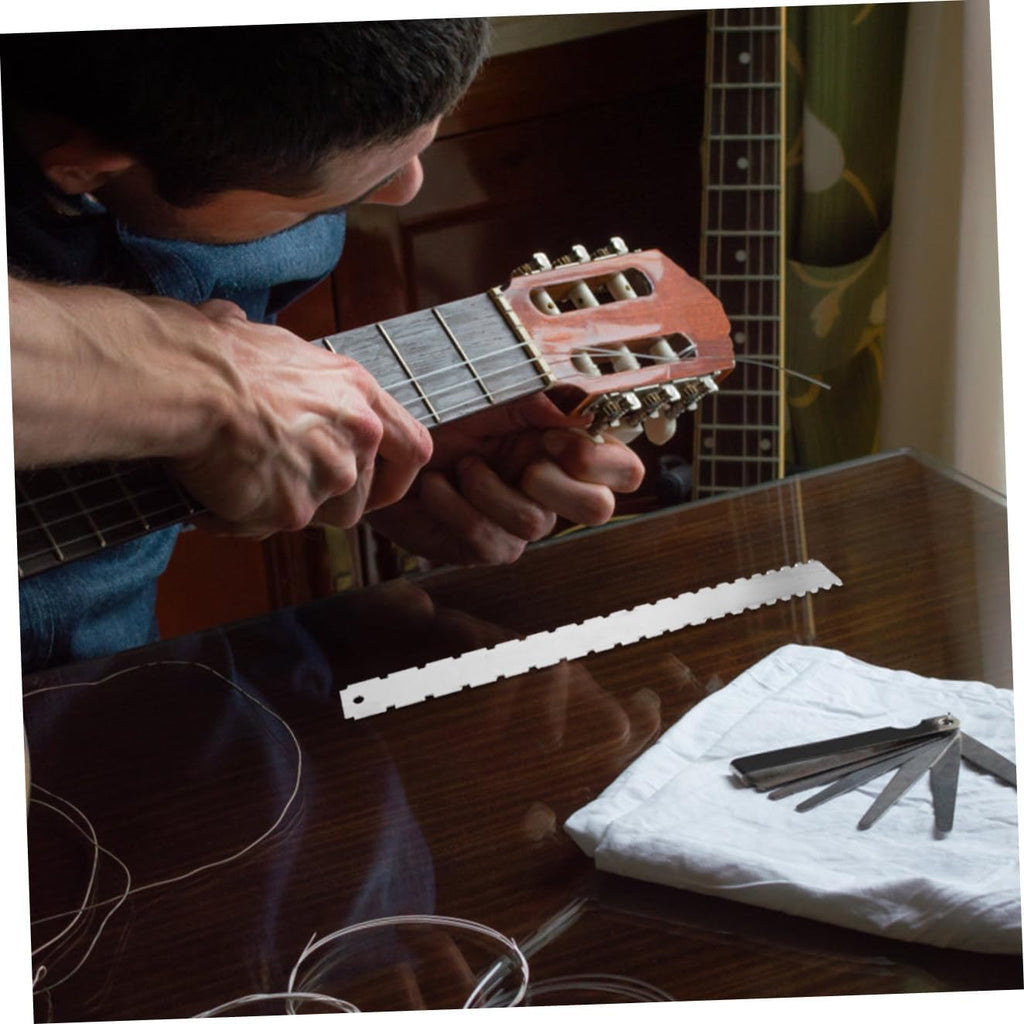 FRCOLOR Luthier Guitar Neck Notched Straight Edge Radius Gauge String Action Ruler for Bass Setup and Fretboard Measurement Instrument Accessories