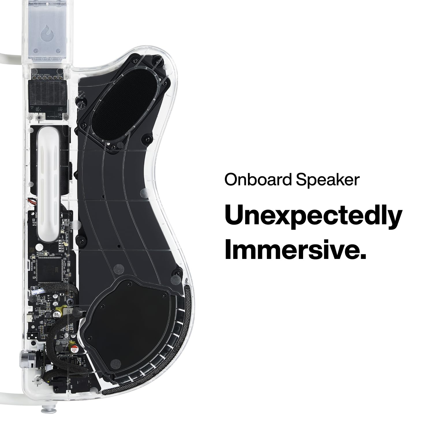 LAVA GENIE Stringless Smart Guitar, No Strings Attached, Hundreds of Instrument Presets, Onboard Speaker, Foldable, Detachable, White, 30.5 inch.