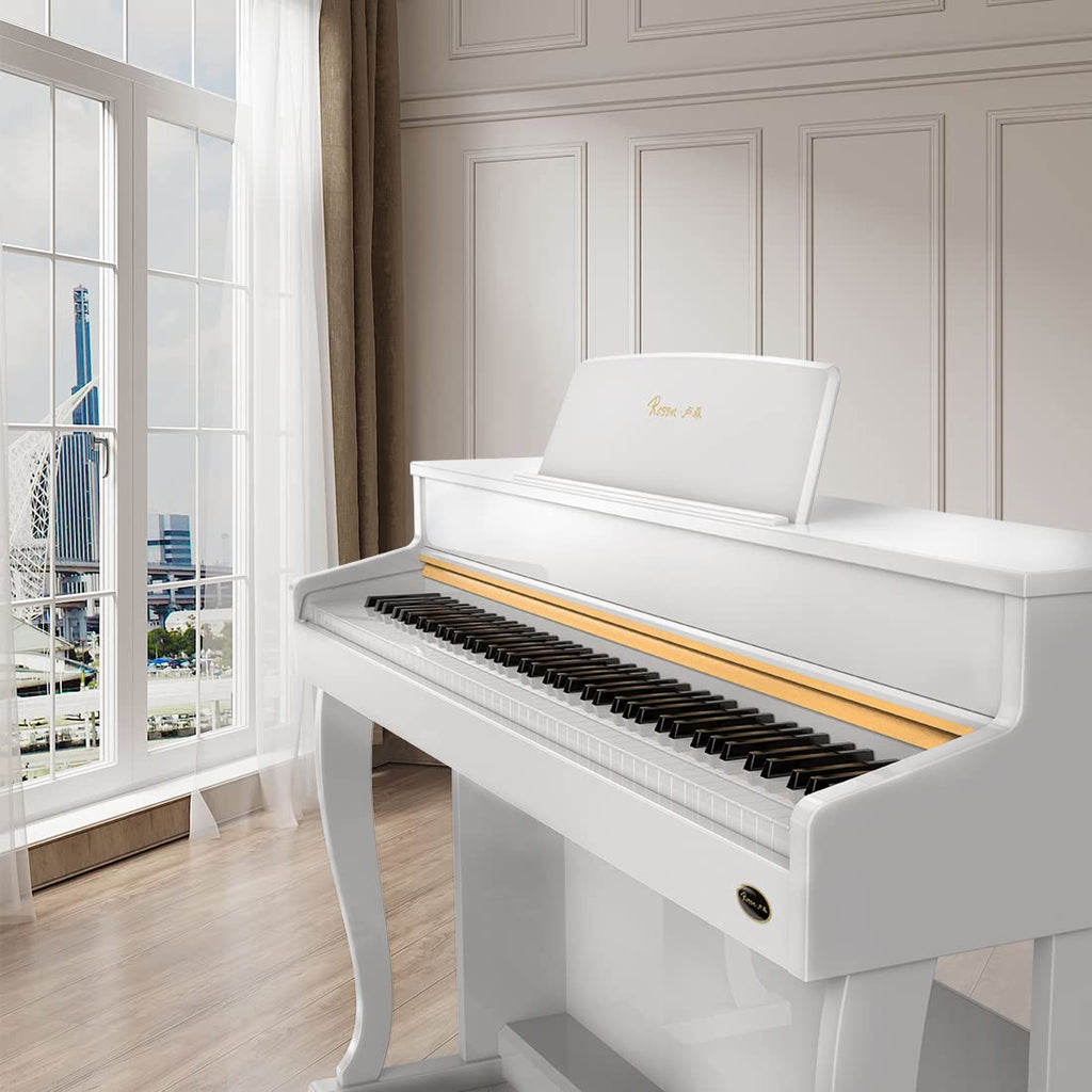 Rosen P70 Digital Piano 88 Key Home Piano Full Size Weighted Keyboard with Stand Premium Upright for Beginner Professional luxury Electric Keyboard with Triple Pedal (white)