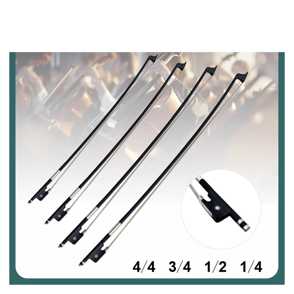 1PCS Advanced Strong Black Carbon Fiber Cello Bow White Horse Hair Fit 4/4 3/4 1/2 1/4 Cello Electric Cello Parts Accessories(1-2Cello Bow)