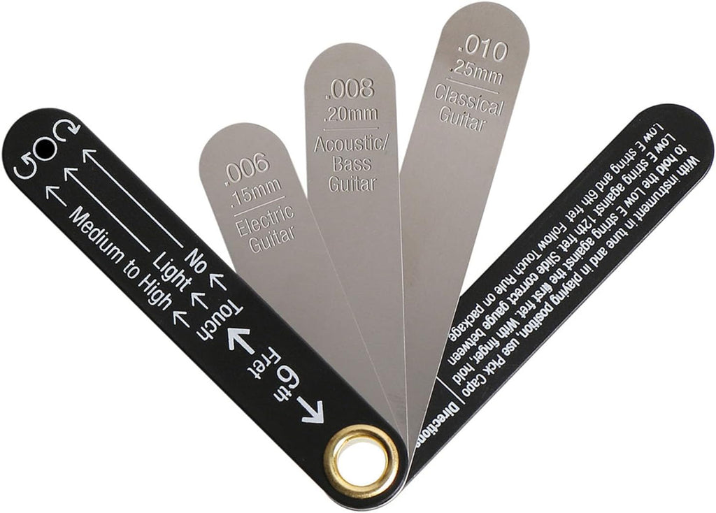 Guitar String Action Gauge, Precise Inch Metric 64ths Measurements Multi Functional Pickup Height Ruler Guitar String Height Gauge, Setup Tool with Pick and Truss Rod Tool