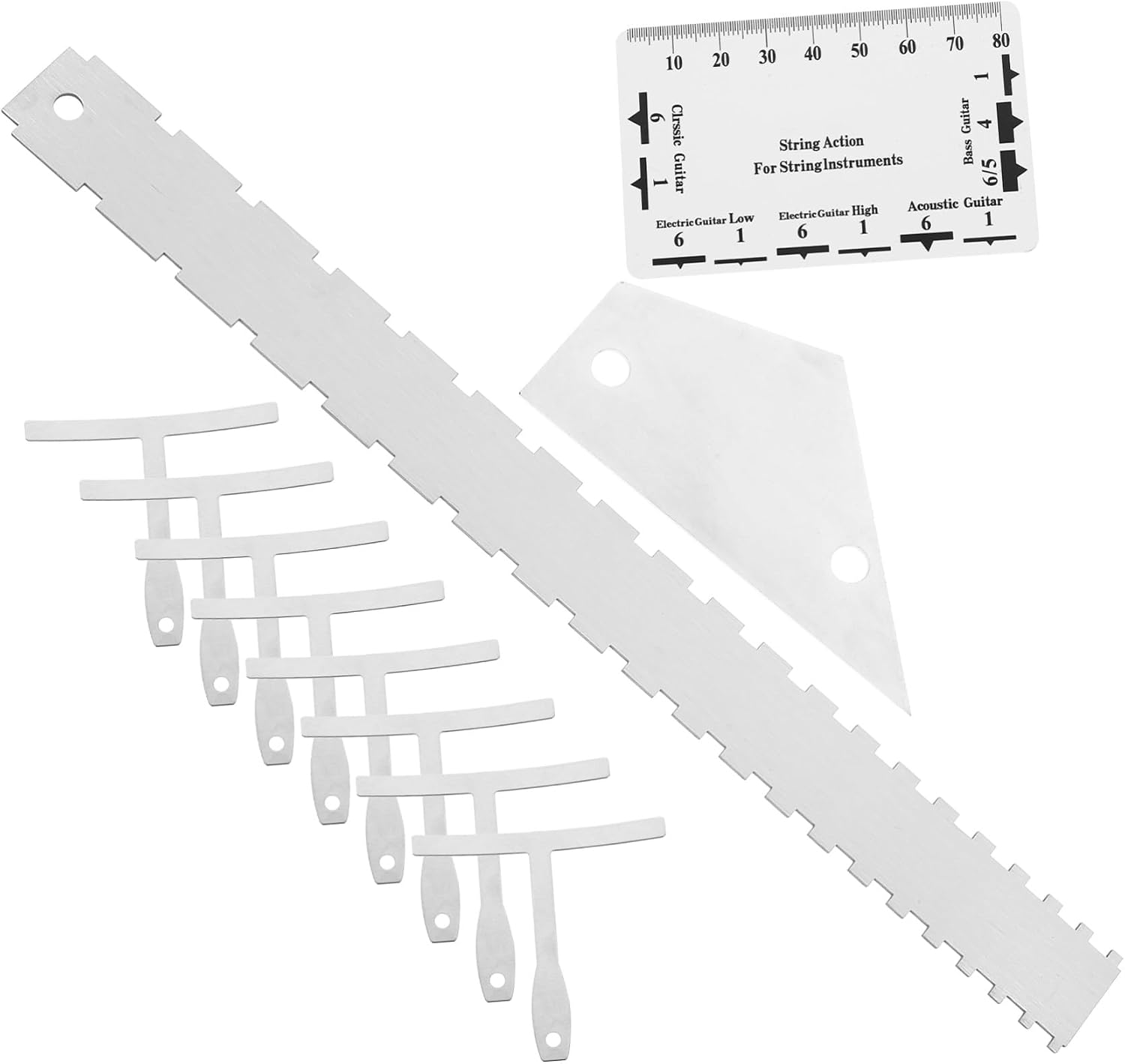 12pcs Guitar Luthier Tools Set with String Action Gauge Radius Gauge for Electric Acoustic Guitars Precision Ruler for String Height Measurement Portable Setup Kit