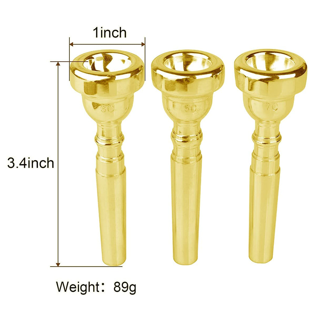 Silver Trumpet Mouthpiece 7C 5C 3C Trumpet Mouthpiece Set with Box Cleaning Cloth Compatible with Yamaha Bach Conn King Musical Instruments for Beginners and Professional Players 3Pack