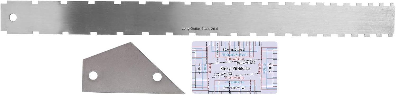 Generic Guitar Ruler Set with Stainless Steel Straight Edge for String Action Measurement and Fret Leveling Tools, 3 Pieces for Electric Guitars